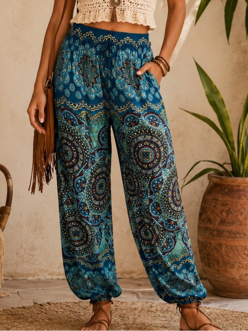 Joob Joob Boho Harem Pants blue large/xl blue